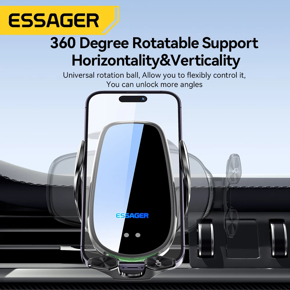 Essager Qi 15W Wireless Charger Car Phone Holder In Car Air Vent Mount For iPhone 14 13 12 X Pro Max Xiaomi Huawei Fast Charging