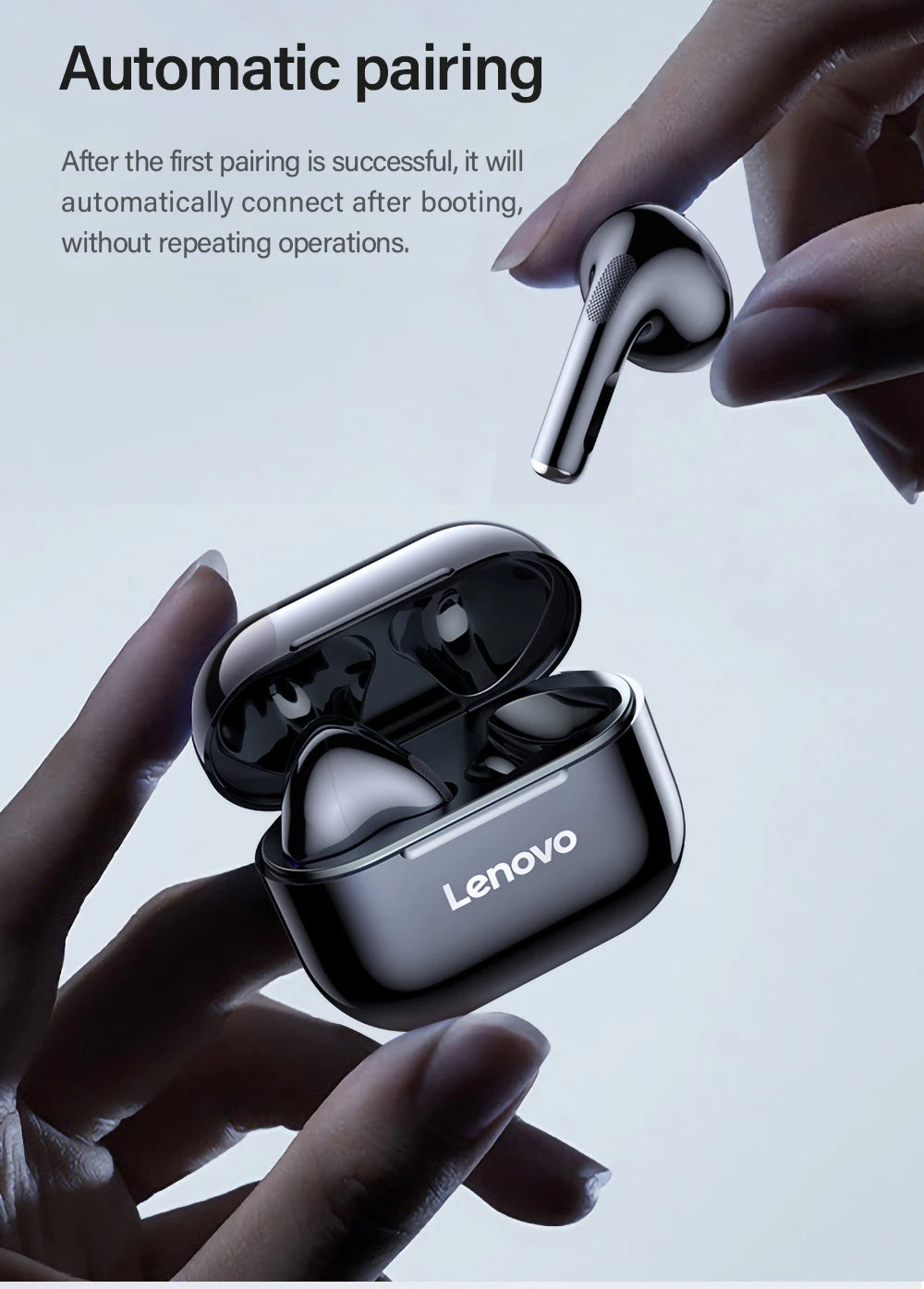 Lenovo LP40 Earphones TWS Wireless Bluetooth 5.0 Earbuds Bass Touch Control Stereo Noise Reduction Long Standby Original Choice