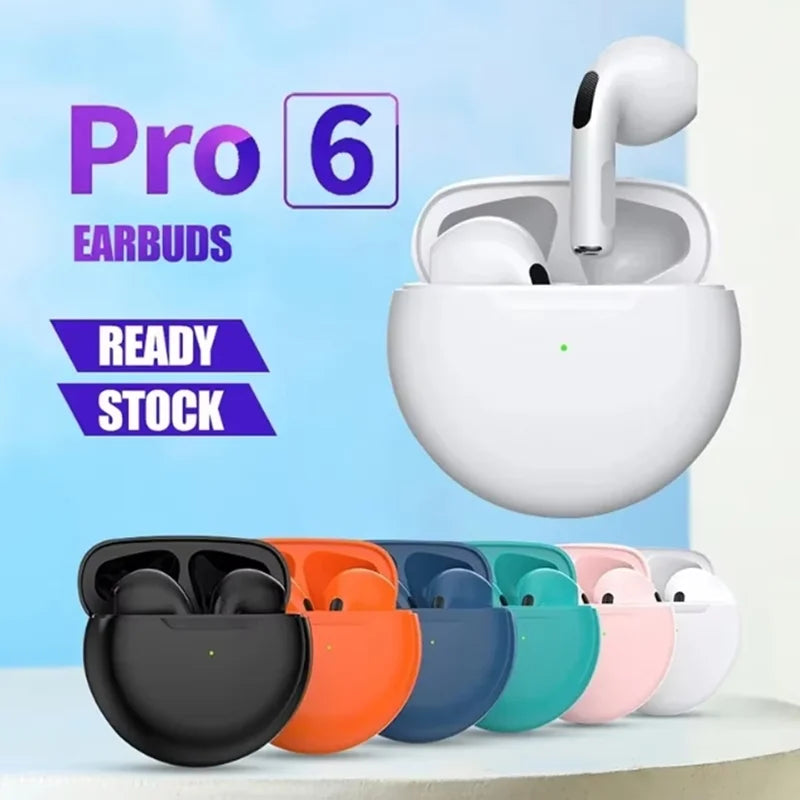 Pro 6 TWS Wireless Headphones with Mic Headset Fone Bluetooth Earphones Sport Running Earpieces for iPhone Xiaomi Pro6 Earbuds