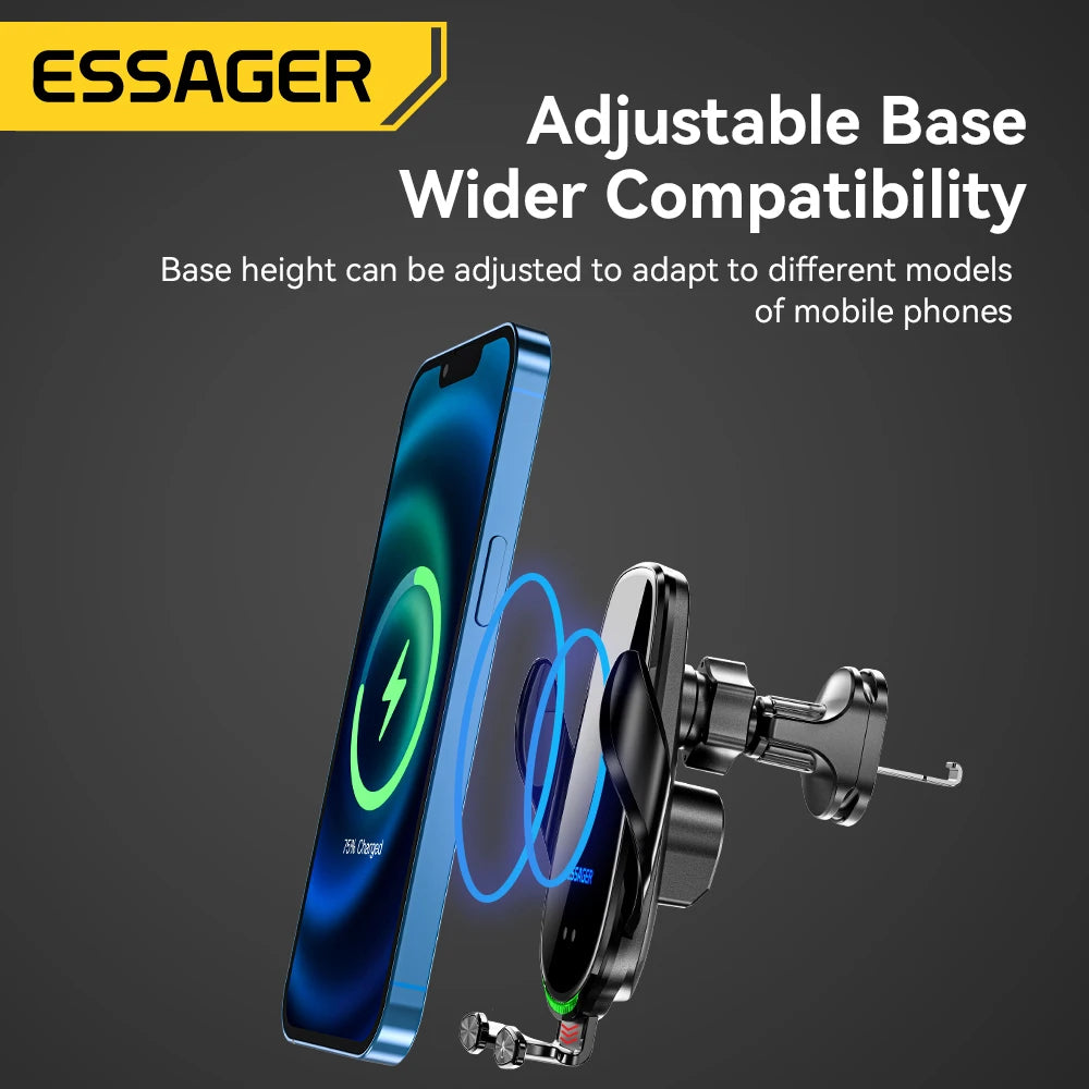 Essager Qi 15W Wireless Charger Car Phone Holder In Car Air Vent Mount For iPhone 14 13 12 X Pro Max Xiaomi Huawei Fast Charging