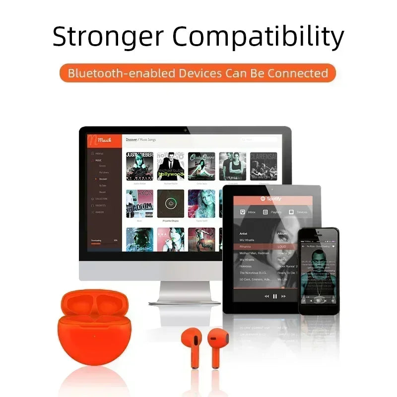 Pro 6 TWS Wireless Headphones with Mic Headset Fone Bluetooth Earphones Sport Running Earpieces for iPhone Xiaomi Pro6 Earbuds