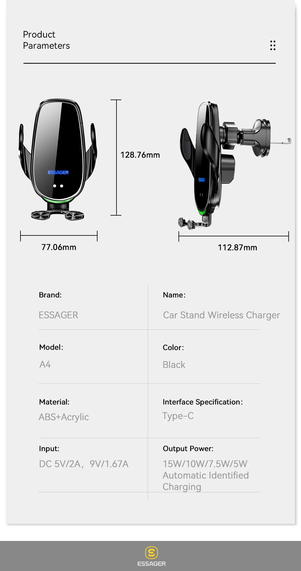 Essager Qi 15W Wireless Charger Car Phone Holder In Car Air Vent Mount For iPhone 14 13 12 X Pro Max Xiaomi Huawei Fast Charging